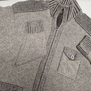 Blue Pronto Uomo Mens XL Lambswool Full Zip Cardigan Sweater Brown Mock Neck‎